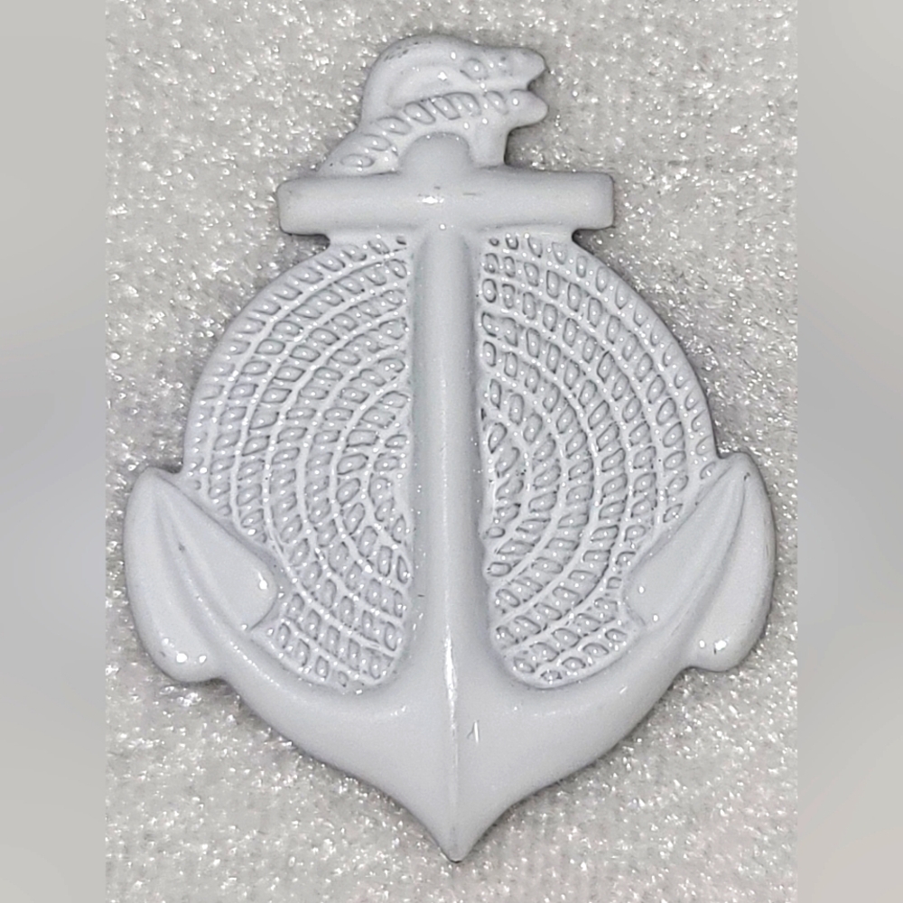 Elegant White Nautical Anchor Brooch / Pin